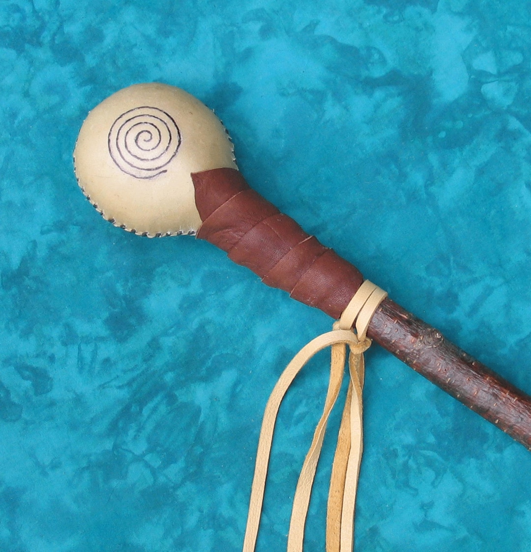 Buck Skin Rattle Spiral Deer Rawhide Rattle With Brown Buckskin - Etsy