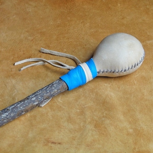 Shamanic Rattle with Spotted Wood Handle