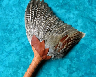 SALE!!! Smudge Feather Fan Pheasant Wing with Two Tone Saddle Buckskin