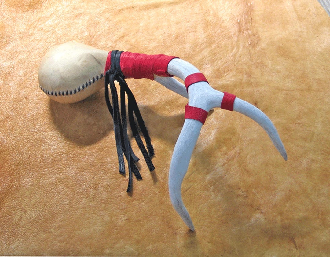 Antler Rattle Shamanic Elk Rawhide Rattle White Deer Antler and Red Buckskin - Etsy
