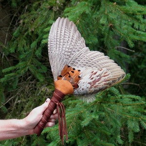 Smudge Feather Fan Pheasant Wing with Maple Wood and Buckskin Handle