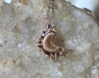 Crescent Moon Pendant from My Original Antler Carving