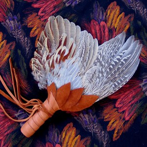 SALE!!! Smudge Feather Fan Pheasant Wing with Two Tone Saddle Buckskin