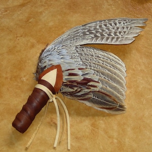 Shaman&#39;s Smudge Fan Pheasant Wing with Saddle and Brown Buckskin