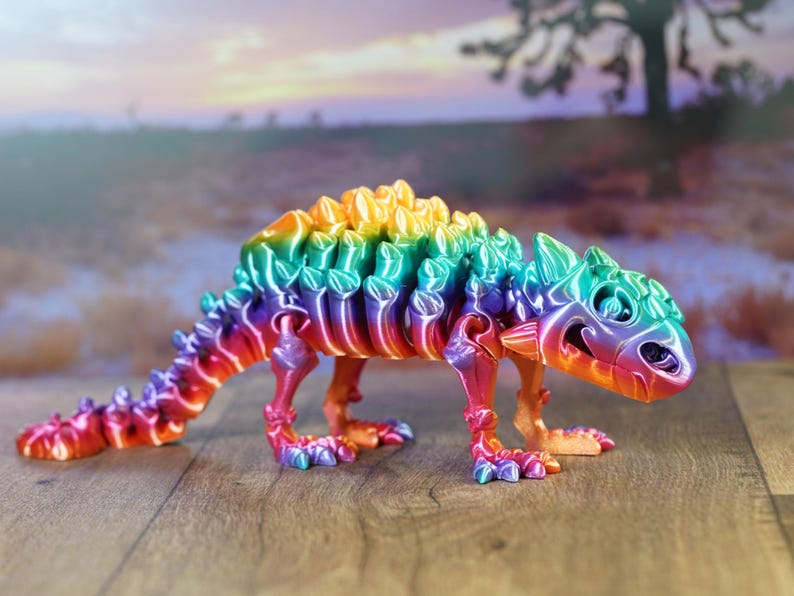 Articulated Ankylosaurus Skeleton - 3D Printed Dinosaur Fidget Toy image 3