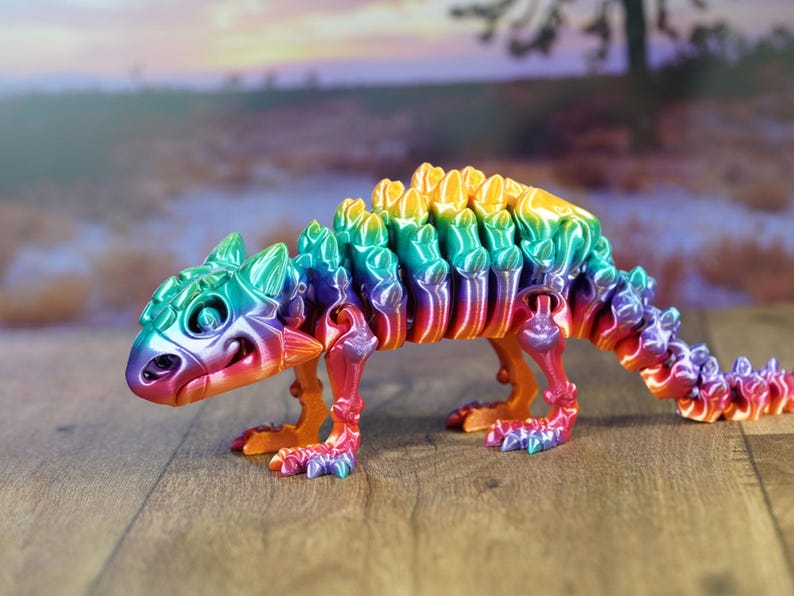 Articulated Ankylosaurus Skeleton - 3D Printed Dinosaur Fidget Toy image 5