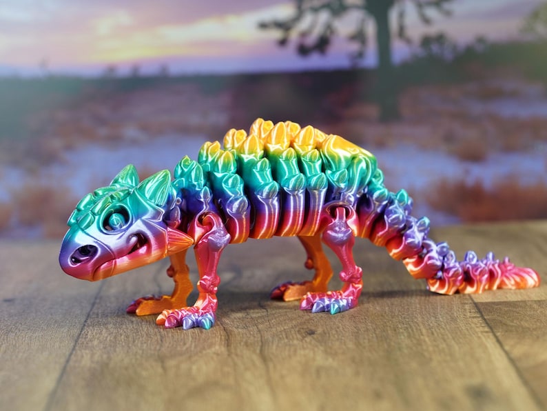 Articulated Ankylosaurus Skeleton - 3D Printed Dinosaur Fidget Toy image 1