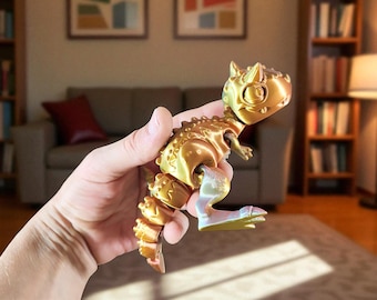 3D Printed Carnotaurus Fidget Toy:  Articulated Flexi Dino Decor