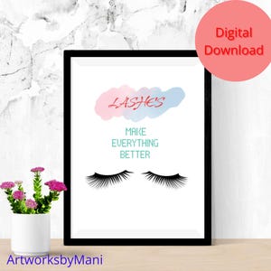 Glamorous Lashes Wall Art: Instant Download for a Stylish and Trendy Aesthetic, Printable Wall Decor