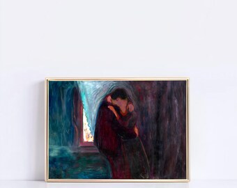 Stampa Il bacio di Edvard Munch, decorazione per la casa romantica espressionista (download digitale)