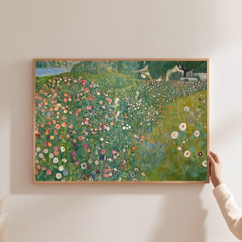 Poster di Gustav Klimt: Paesaggio esteso del giardino italiano (stampa artistica Giclée premium di un dipinto classico della natura) Arte murale - Stampa artistica orizzontale immagine 6