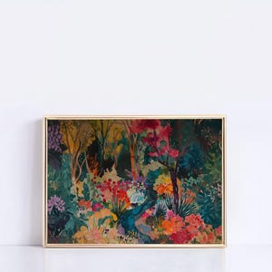 Impresión extendida de Matisse / Arte mural estilo cottagecore / Impresión botánica ampliada y colorida / Arte mural maximalista / Pintura gouache / Arte mural floral