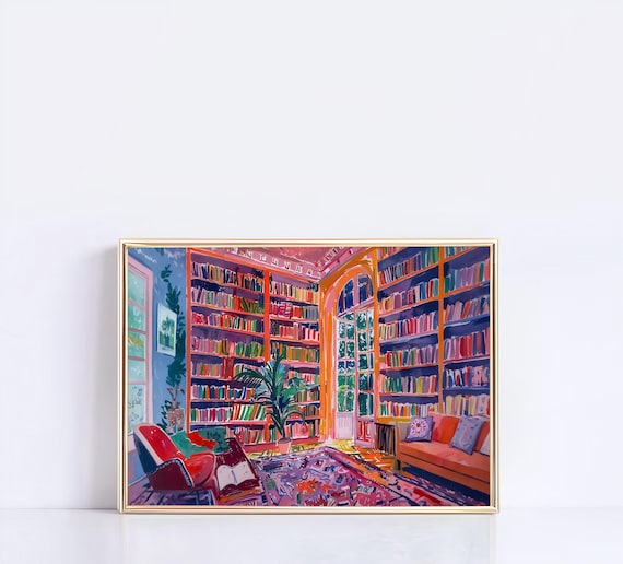 Henri Matisse Extended Library Poster, Vibrant Book Wall Art, Enlarged Library Art Print, Modern Literary Artwork, Book Lovers Room Decor