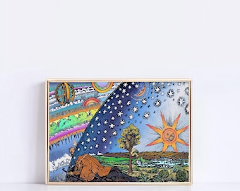 Stampa incisa Flammarion / Arte celeste panoramica (download digitale)