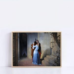 Large Art Print The Kiss Il Bacio Famous Romantic Painting Wall Decor Italian Classic Artwork Love Couple Portrait Museum Quality Print