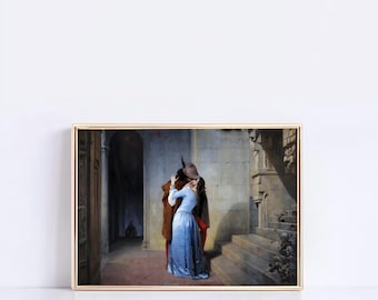 Der Kuss Kunstdruck | Il Bacio Romantisches Gemälde (Digitaler Download)