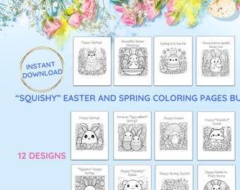 Cute Squishy Easter Coloring Pages Bundle (Digital Download)