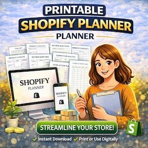 Shopify Store Planner Business Launch Checklist Digital Download Startup Kit Template