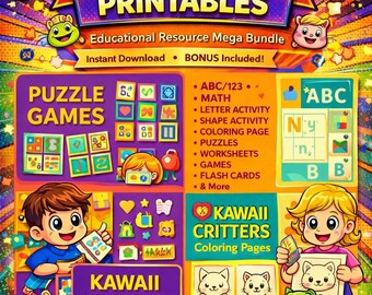 Más de 33 500 productos digitales, imprimibles educativos para niños, actividades para el hogar (PDF y MRR digitales)