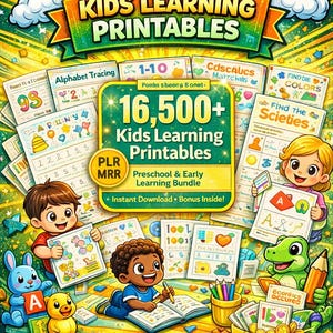Kids Learning Printables Mega Bundle Educational Worksheets Homeschool Activities Teaching Resources Digital Download