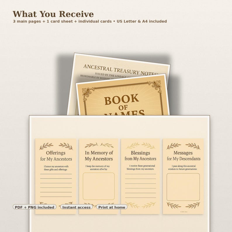 Ancestor Money Printable | Vintage Style Ritual Altar Decor (digital ...