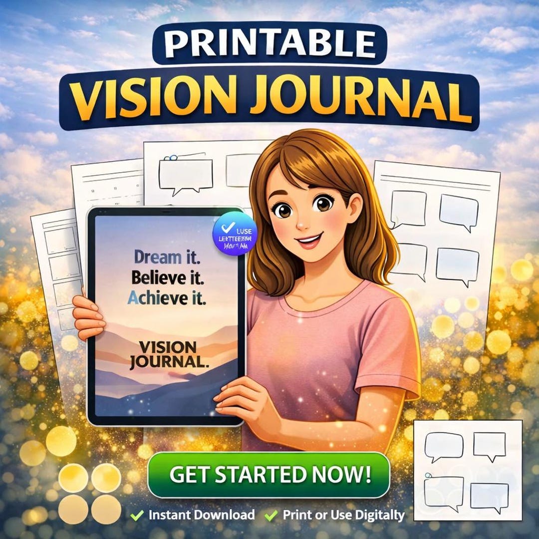 Editable Vision Journal, Goal Setting Planner (digital Download) - Etsy