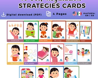 Zweisprachige Selbstregulierungskarten für Kinder: Beruhigungs- und Beruhigungskonzepte (PDF Digitaler Download)