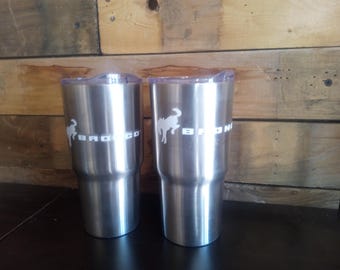 Vaso térmico de viaje de acero inoxidable con logo Bronco y Ford (venta de muestras)