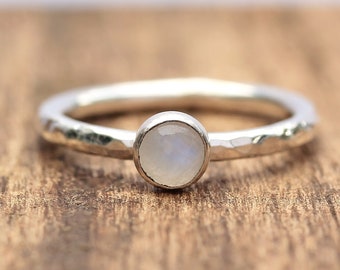 Silver Moonstone Ring, Moonstone Stacking Ring, Silver Stacking Ring, Silver Stackable Ring