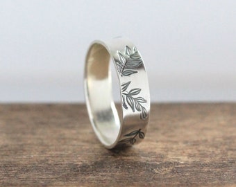 Silver Wedding Ring, Silver Stacking Ring, Silver Floral Ring, Silver Arbor Ring
