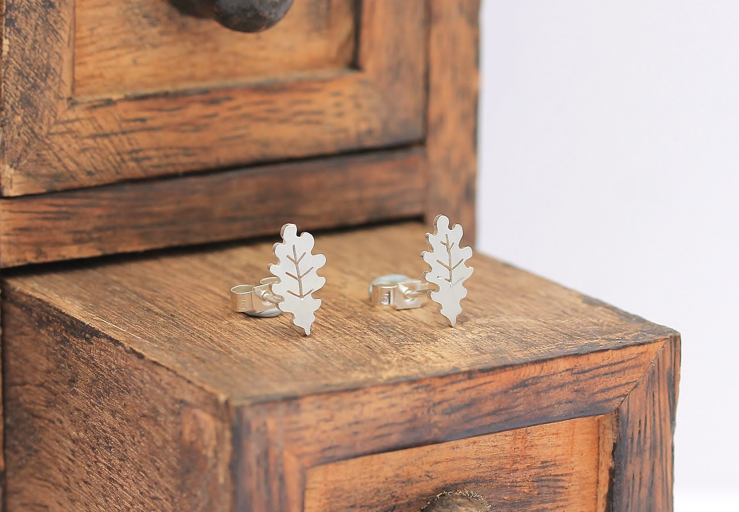 Silver Oak Leaf Earrings, Tiny Leaf Earrings, Leaf Stud Earrings, Silver Stud Earrings