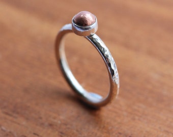 Silver Stacking Ring, Copper Nugget Ring, Silver and Copper Ring, Silver Stackable Ring