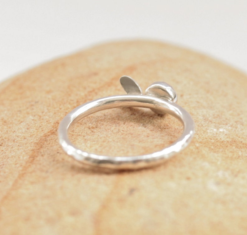 sterling silver ring with faceted aqua blue gemstone Aqua Chalcedony Silver Stacking Ring Silver Stacking Ring