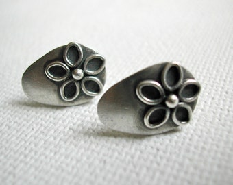 Small Silver Earrings - Shield Stud Earrings