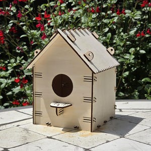 Lasergesneden vogelhuisje-bestand | Geen lijm | 3 mm Materiaal | Past op A3-vellen | Digitale download