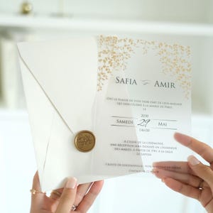 Faire part mariage beige