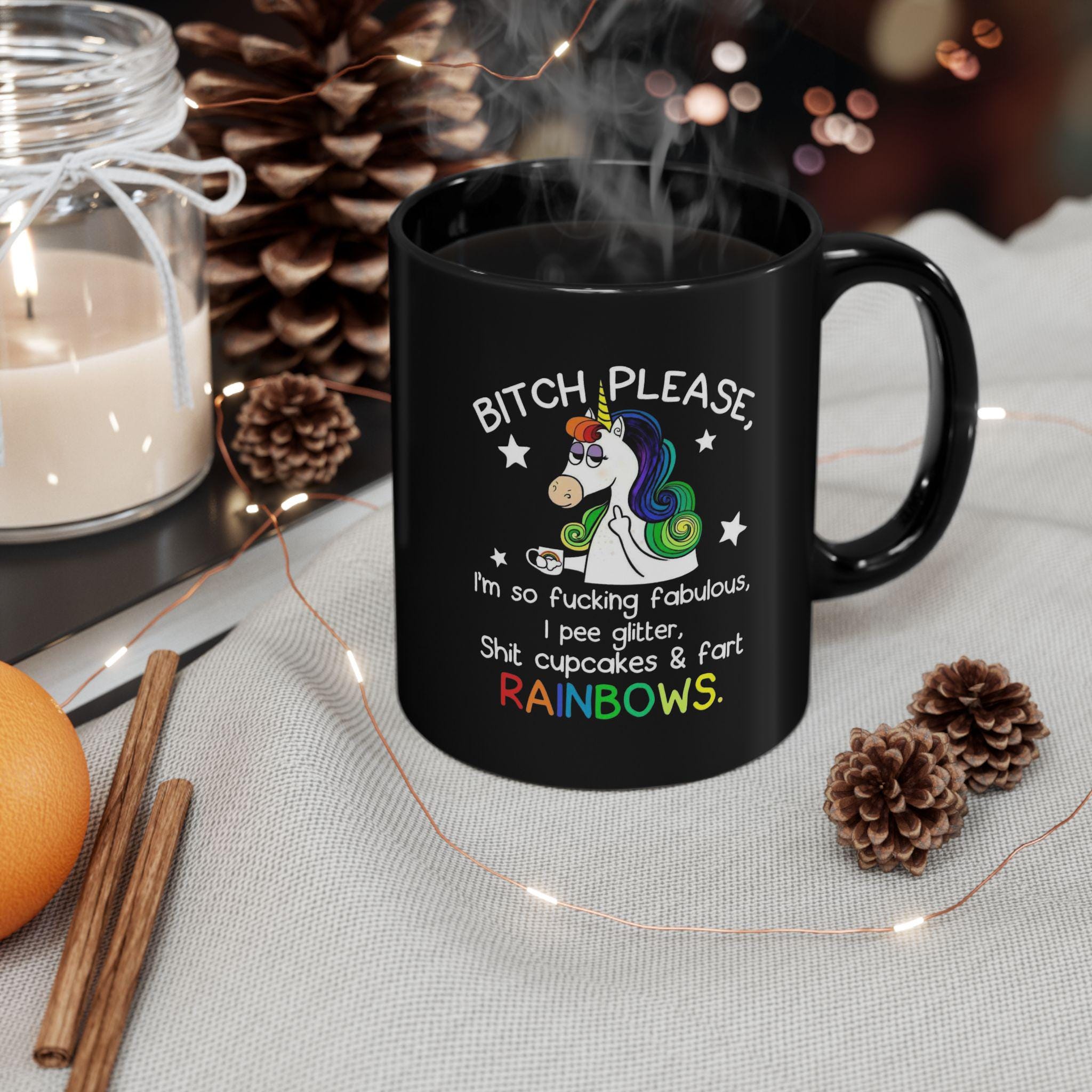 Funny Unicorn Coffee Mug: Sarcastic Rainbow Fart Design