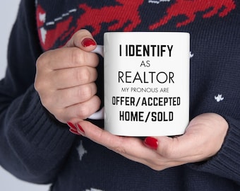 Funny Realtor Mug: &#39;I Identify As Realtor&#39; Coffee Cup