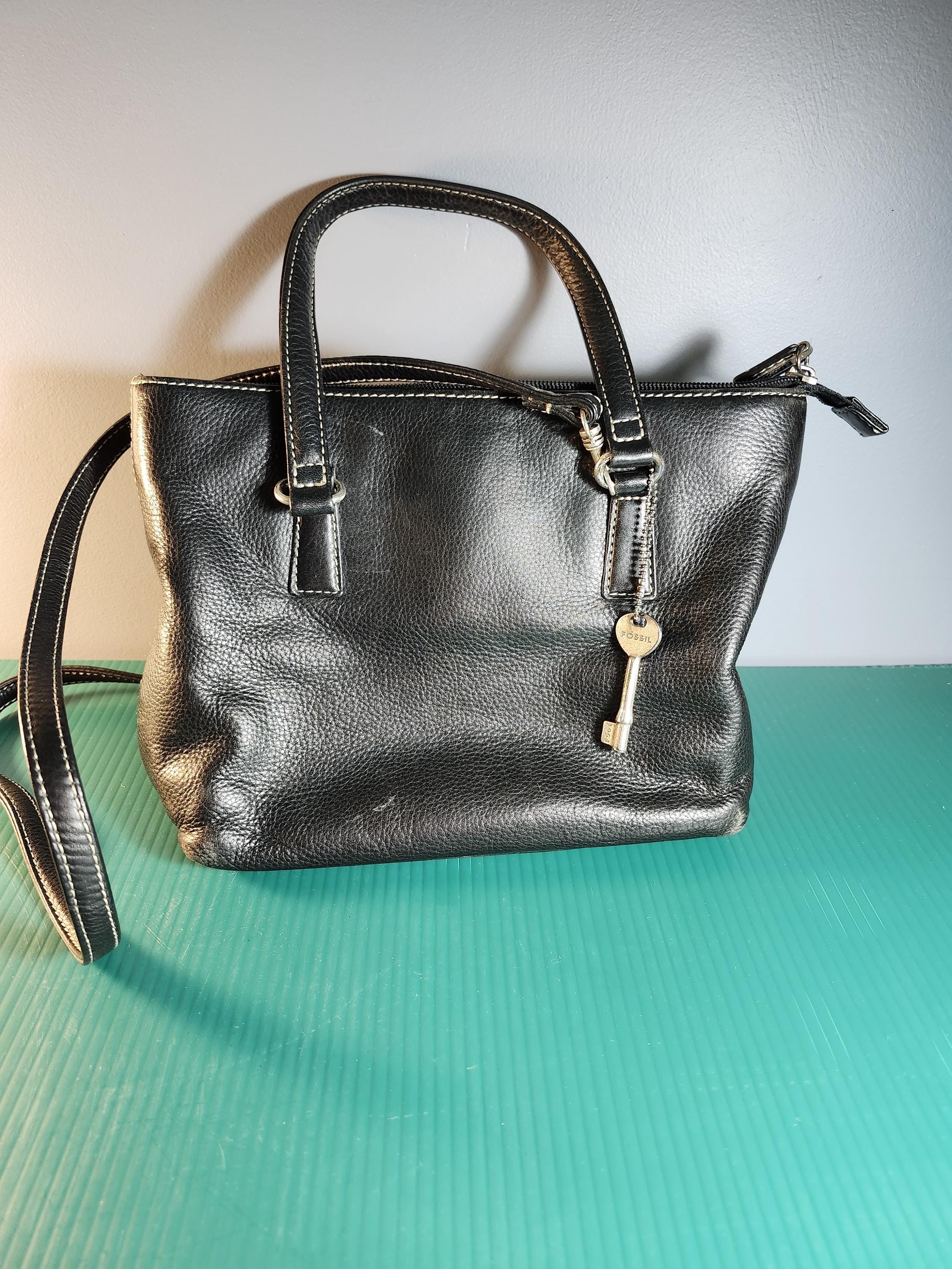 Fossil 1954 Black Leather Handbag/purse. Number 75082. - Etsy
