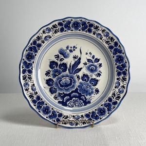 Delft Blue Plate Vintage Royal Delft Plate Blue  Decorative Plate Dutch Delft  Blue Delftware Royal Delft Plate Handpainted Delft Wall Plate