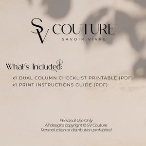 Luxury 2-column Checklist Insert: Letter Size Printable (PDF) - Etsy