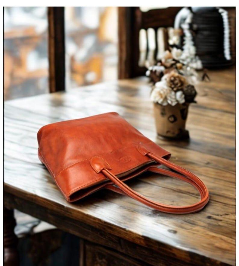 Handmade Leather Vintage Womens Tote Bag Purse Shoulder Bag for Women