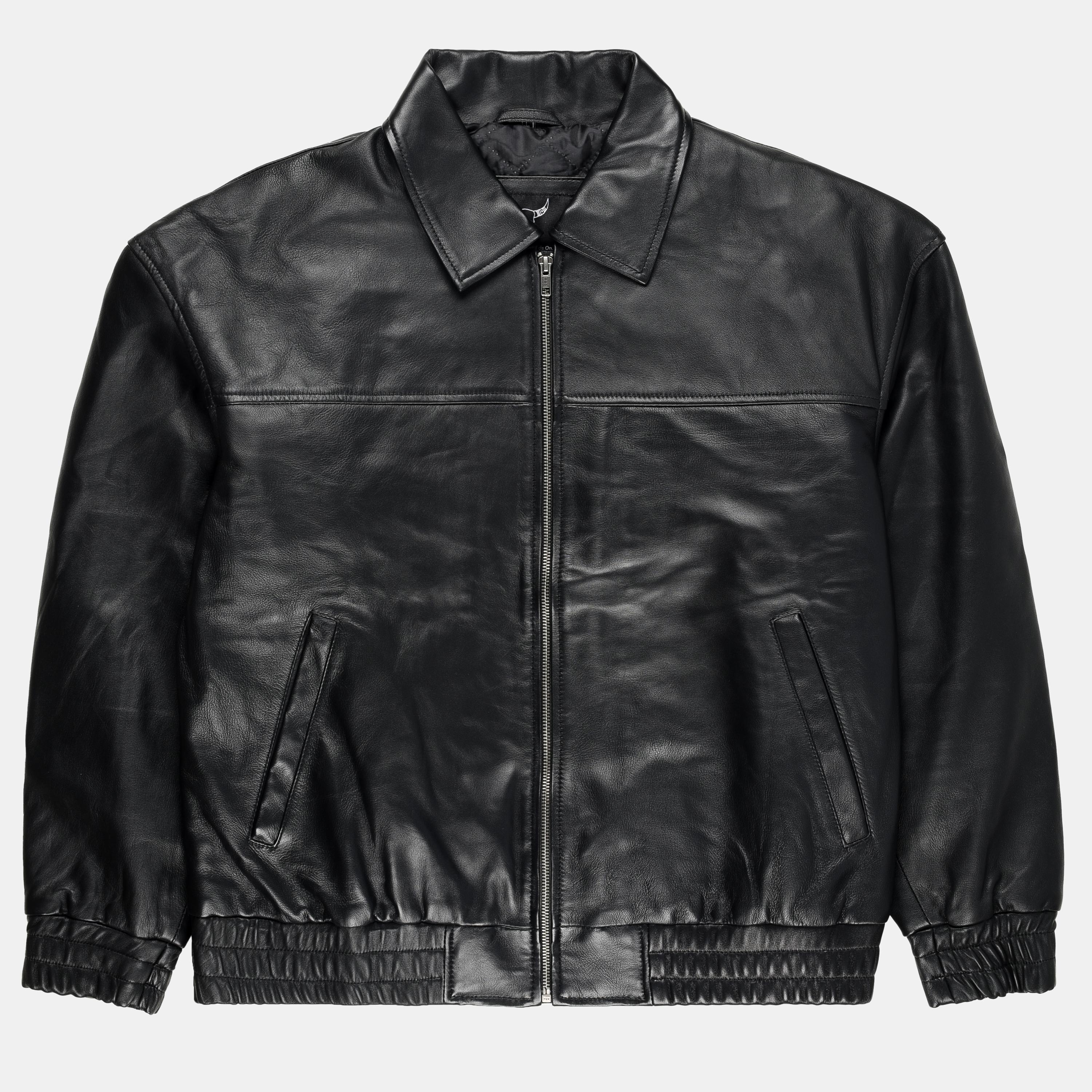 Handmade Vintage Black Leather Bomber Jacket for Mens 90s Retro