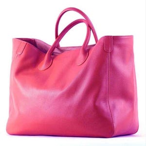 Sac à bandoulière rose Sac cabas fait main Sac à main polyvalent avec poignée sur le dessus Grand sac fourre-tout femme pour ordinateur portable Sac à bandoulière souple surdimensionné
