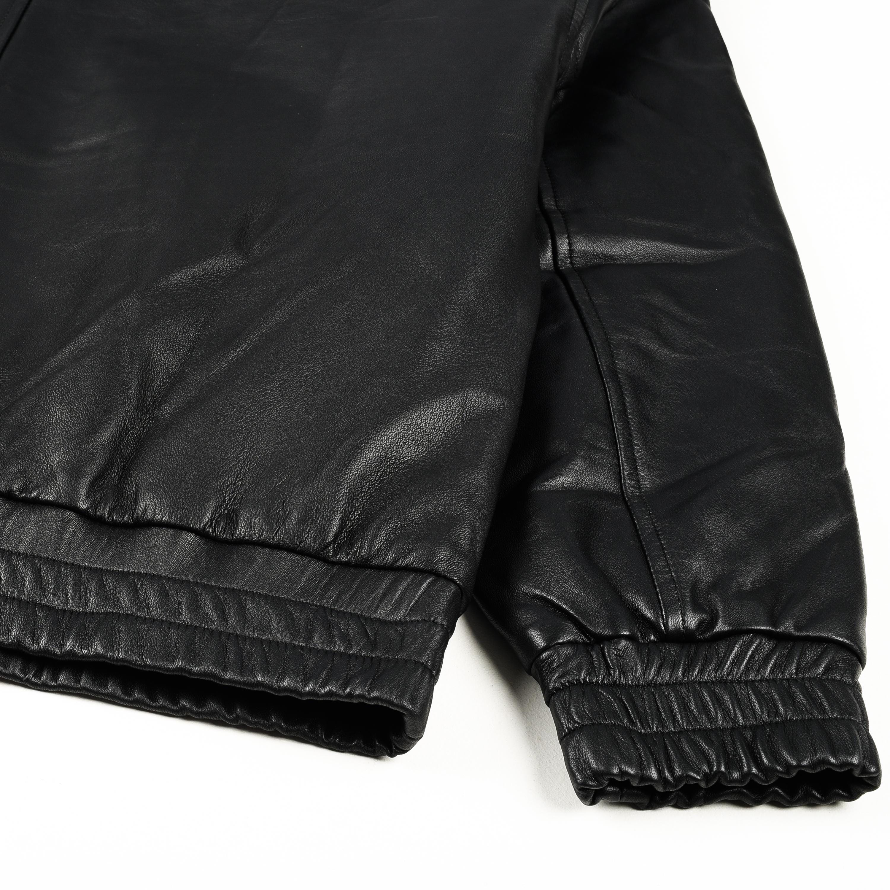 Handmade Vintage Black Leather Bomber Jacket for Mens 90s Retro