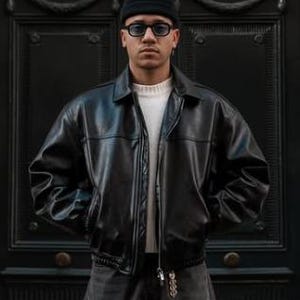 Blouson aviateur en cuir noir vintage fait main pour homme des années 90, style rétro en cuir de mouton véritable, streetwear décontracté, vestes légères