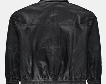 Handmade Vintage Black Leather Bomber Jacket for Mens 90s Retro Handmade Vintage Black Leather Bomber Jacket for Mens 90s Retro