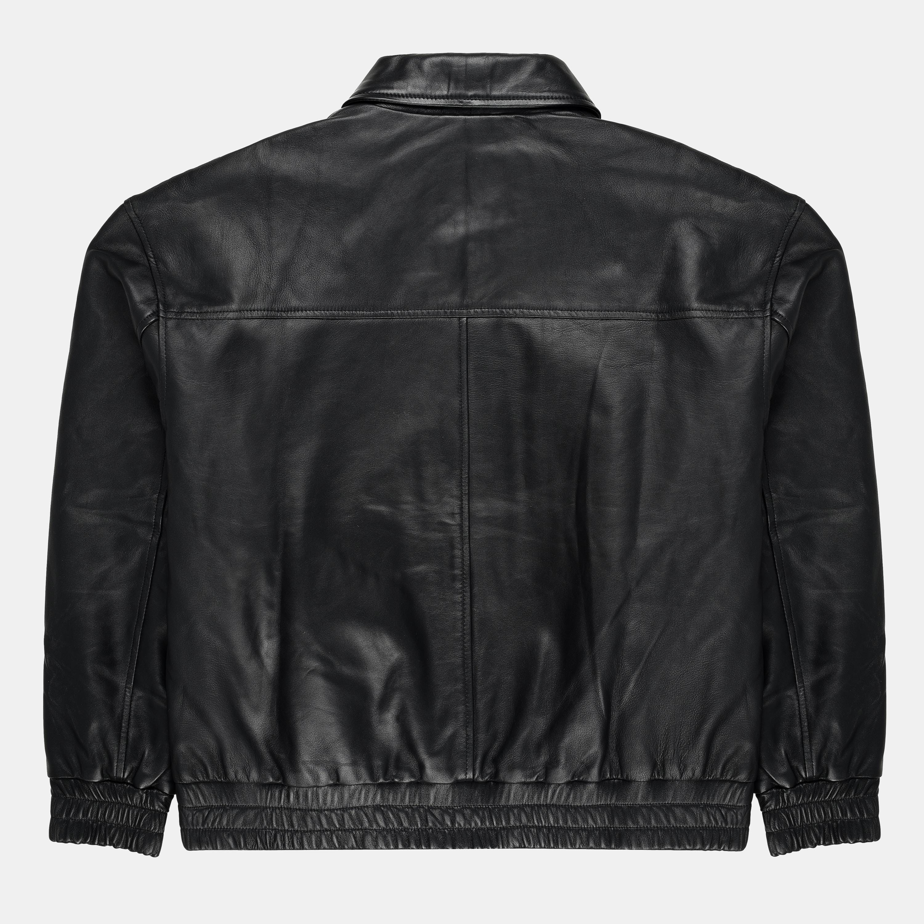 Handmade Vintage Black Leather Bomber Jacket for Mens 90s Retro
