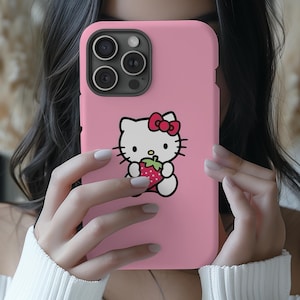 IPHONE CASE Kitty Cute Gift for Girls Her Birthday, Christmas iPhone 16, 15, 14, 13, 12, 11, Xr,Se Phone Cover Lovely Aesthetics Girly Hello