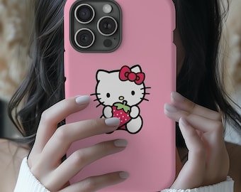 IPHONE CASE Kitty Cute Gift for Girls Her Birthday, Christmas iPhone 16, 15, 14, 13, 12, 11, Xr,Se Phone Cover Lovely Aesthetics Girly Hello